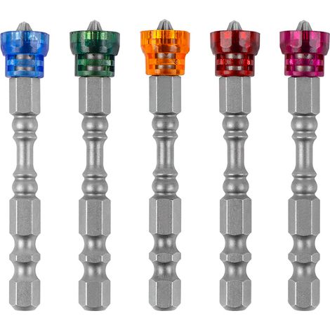 5 farbige magnetische Phillips-Schraubendreherbits für elektrische Schraubendreher mit magnetischer pneumatischer Phillips-Funktion. (1/5)
