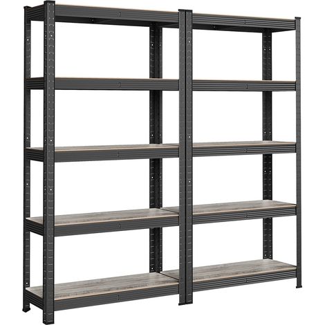 Étagère charge lourde à 5 niveaux 150 x 75 x 30 cm charge totale 650 kg (130 kg/niveau) étagère de style industriel planches réglables pour salon cuisine noir