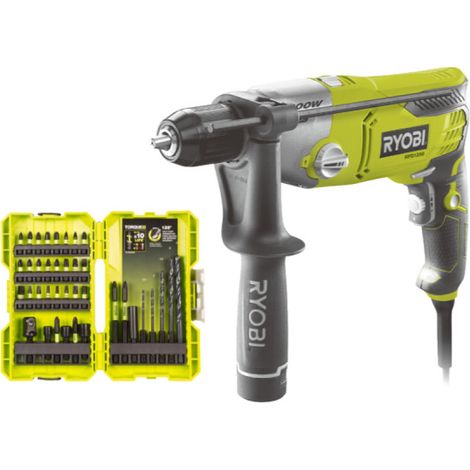 Pack RYOBI Perceuse à percussion RPD1200-K - 1200W - Coffret de 38 accessoires - RAK38DSDI2