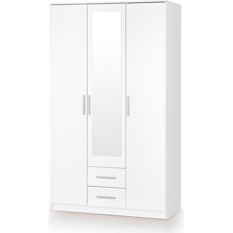 Armario Cirveso 119, Blanco, 205x120x52cm, Puertas de armario: Con bisagras, Número de estantes: 5