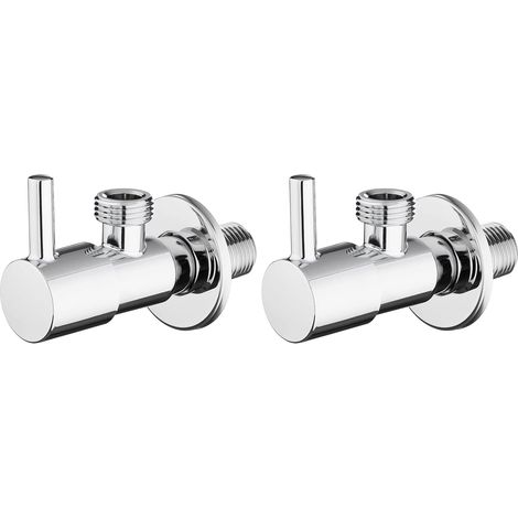 Robinet d'Arret de Régulation avec Poignée, Robinet Équerre (1/2" 1/2") pour Cuisine et Salle de Bains, Chromé (Lot de 2) (1/5)