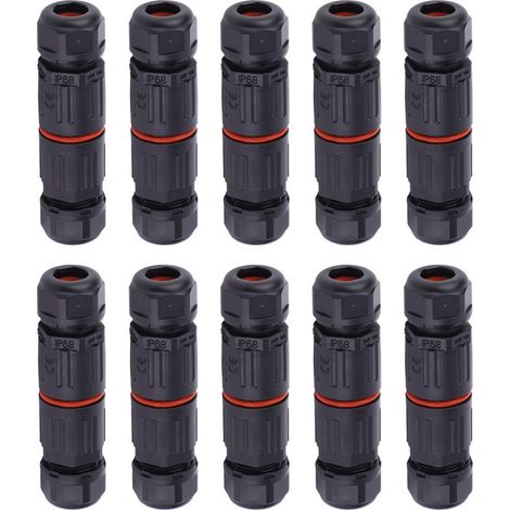 Cable eléctrico impermeable IP68, conector de 3 pines, enchufe para exteriores, de 0,5 mm² a 2,0 mm², 10 unidades. (1/5)