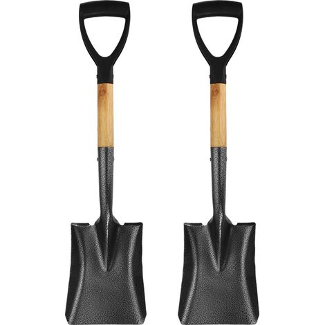 2pcs Pelle À Creuser 26.8 x 6.2 Métal Tête Carrée Pelle avec Poignée en D pour Camping Jardinage Plage (1/5)