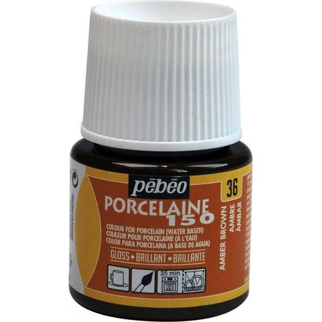 Peinture porcelaine - Pébéo - 150 Brillant Ambre N°36 - Flacon 45ml - Couleurs brillantes - Cuisson 150°C (1/4)