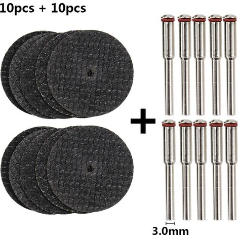 10+10 discos de corte de diamante mini de 32 mm, discos de corte para Dremel, hoja de sierra circular de resina HSS con 10 mandriles SC para cortar madera, metal, plástico y piedra.