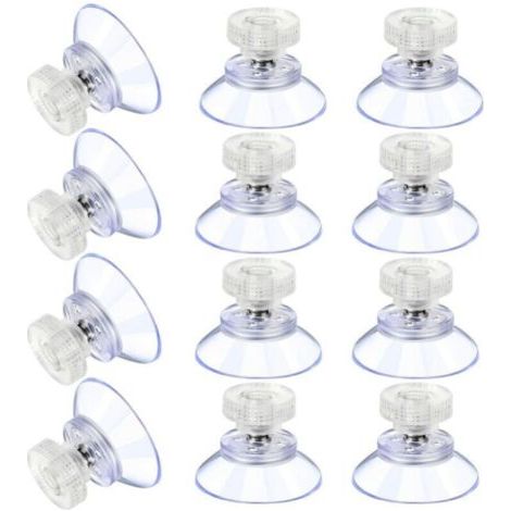 12 Grandes Ventouses Ventouses en Plastique Ventouse Anti-Collision Transparente en Caoutchouc Vis Écrou en Métal Ventouse Solide en PVC Transparent Remplacement avec Écrou de Vis (25mmxM4) (1/4)