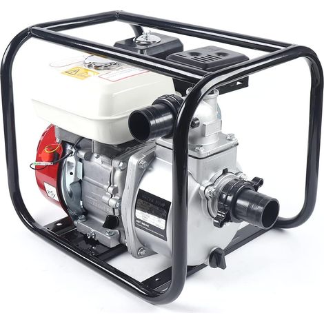 Pompe à eau à essence, moteur à 4 temps de 2 pouces de 6,5 ch pompe à eau sale pompe de jardin pompe d’étang pour jardin ou maison (4,8 kW, max.36 m³ / h, max. 28 m de tête, réservoir de 3,6 L)