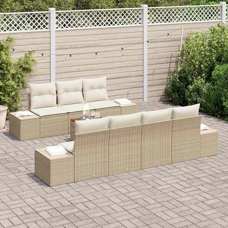 vidaXL Gartensofa-set mit Speicher 8 pcs Beige und Creme Poly-Rattan (1/5)