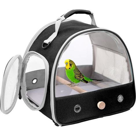 Vogeltransportkäfig, transparent, mit weichem Griff, Holzsitzstange, für Reisen (1/5)