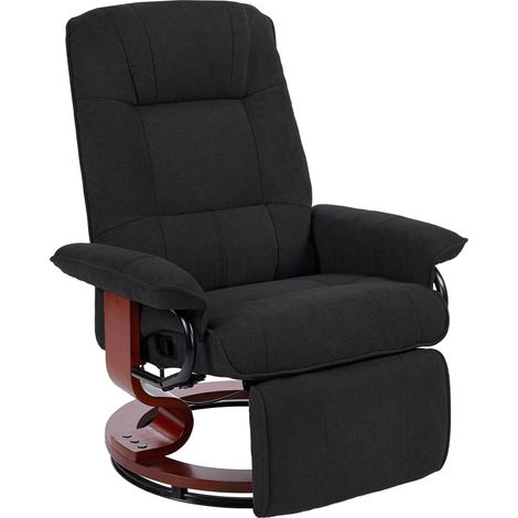 Reclining Swivel Chair- Footrest -- Black (1/5)