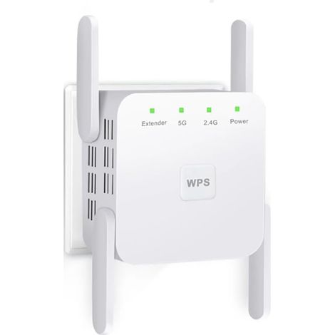 Amplificateur de signal WiFi 1200 Mbps, répéteur WiFi, couvre jusqu'à 3 600 m² et prend en charge 80 appareils, amplificateur Internet, mode AP avec port Ethernet, amplificateur de signal sans (1/5)