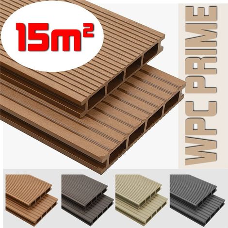 Listoni WPC 15m² per pavimentazione decking colore Teak listone 140x2200mm spessore 25mm (1/5)
