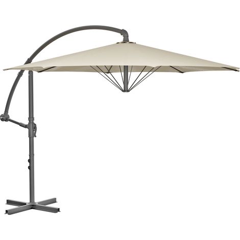 Parasol de jardin 3x3 mt avec poteau décentré et ouverture à manivelle. Toile octogonale avec système Airvent de couleur beige