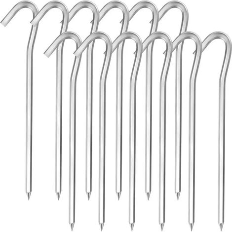 Lot de 12 Piquets de tente, 18 cm, Alliage d'aluminium, Forme sardine, Fixation sol, Camping (1/5)