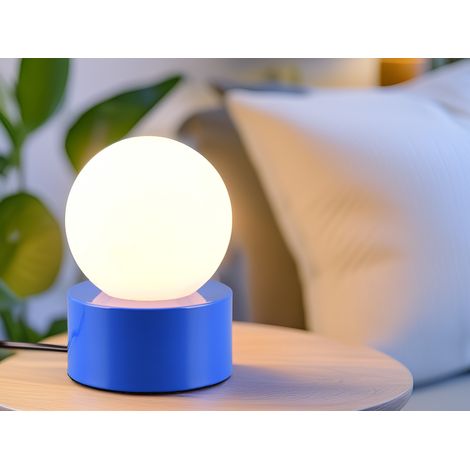 LED Tischleuchte Blau mit Touch-Funktion & Glaskugel Weiß, Höhe 17cm (1/5)