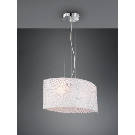 TRIO LEUCHTEN - LAMPADA A SOSPENSIONE ELISA IN DOPPIO VETRO DECORO E GRANIGLIA DI VETRO LUNGHEZZA 40CM (1/7)