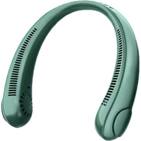 Ventilateur de cou portable, mini ventilateur sans pales rechargeable USB, silencieux pour sports en plein air, couleur verte