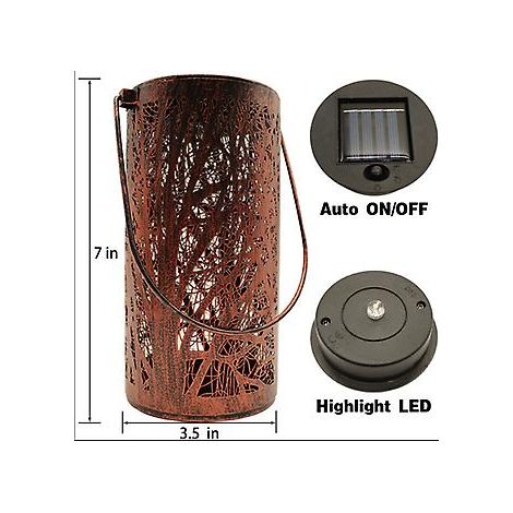 Lanterne solaire d'extérieur, lampe LED solaire en métal, lampe suspendue étanche (branches)