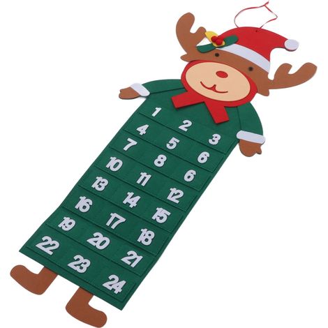 Weihnachtskalender aus Filz, 24 Tage, Taschen, waschbar, Wandbehang, Countdown-Kalender, Dekoration, Elch (1/5)