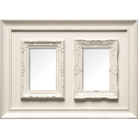 Premier Housewares Cream Photo Frame / Frames For Two Photos Plastic Finish Picture Frames For Wall Contemporary Rectangular Photo Frames For Bedroom / Living Room / Hallways 3 x 33 x 45
