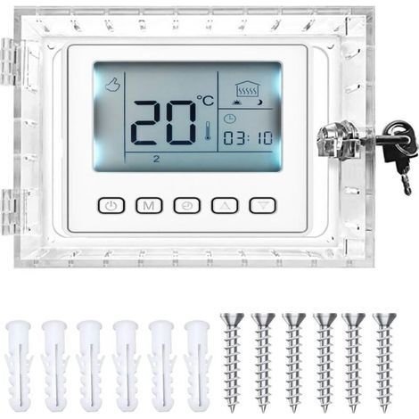 Universeller Thermostat-Schutzkasten mit Schlüssel, transparenter Thermostat-Schutz, abschließbarer Thermostatkasten, für Restaurants, Schulen (1) (1/5)