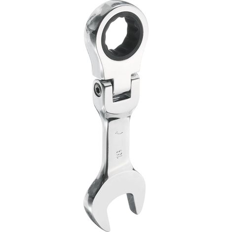 Clé à cliquet combinée à tête flexible de 18 mm, matériau poli, clé à cliquet ouverte, adaptée aux fixations, écrous et boulons.