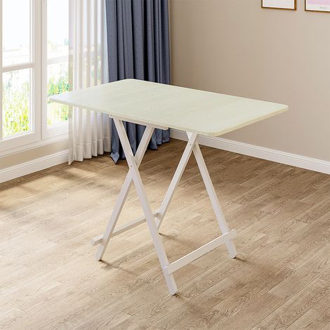 White 100x60cm Folding Wooden Dining Table (1/5)