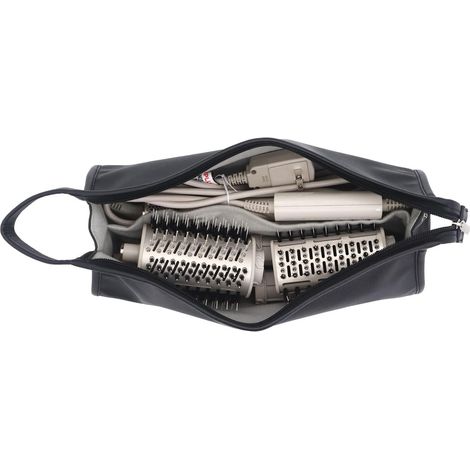 Bolsa de viaje para secador de pelo y accesorios, negra, resistente al agua.