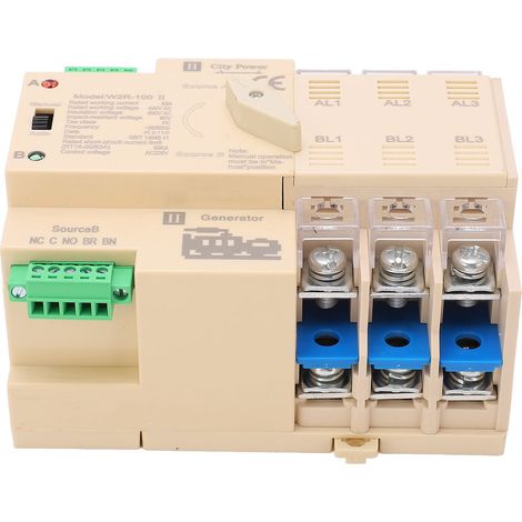 Automatischer Umschalter mit zwei Stromversorgungen, 3-polig, 63 A, weißes, flammhemmendes PP-Gehäuse, 220 V (1/5)