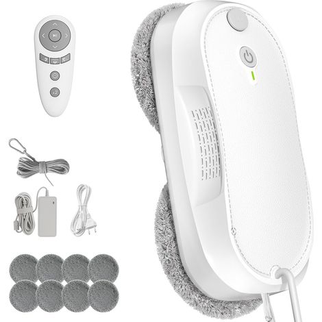 Robot nettoyeur de vitres, Robot nettoyeur de vitres amélioré, double pulvérisation automatique, 3 200 Pa max, 3 modes de nettoyage et détection des bords, télécommande pour fenêtres de grande (1/5)