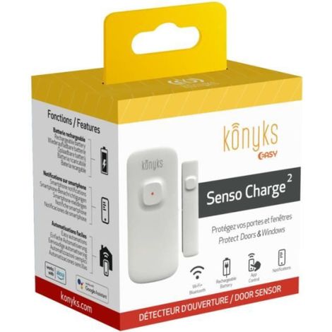 Konyks Senso Charge 2 - Détecteur d'ouverture Wi-Fi sur batterie pour porte et fenetre, autonomie 1 an, notifications Smartphon (1/4)