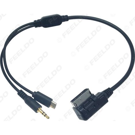 Compatible avec le câble de charge Mercedes-Benz MDI/AMI/MMI vers micro USB et le câble audio AUX de voiture de 3,5 mm