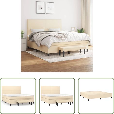 Matratze - Boxspringbett mit Matratze Creme 160x200 cm Stoff (1/5)
