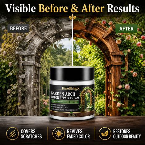 KineShineX Farbreparaturcreme für Gartenbögen: Stellt verblasste Farben und Kratzer wieder her, revitalisiert hölzerne Gartenbögen und Blumenständer im Außenbereich. (1/4)