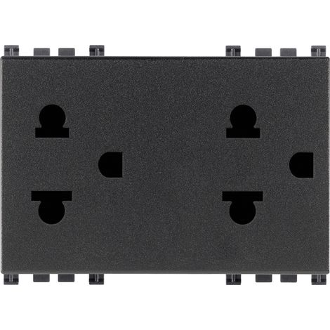 VIMAR - 19249 Zwei SICURY 2P+T 16A Steckdosen USA+EU, grau