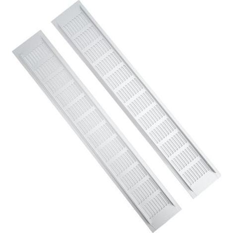 Lot de 2 grilles d'aération rectangulaires en alliage d'aluminium pour placard à chaussures, 80 x 500 mm (1/5)
