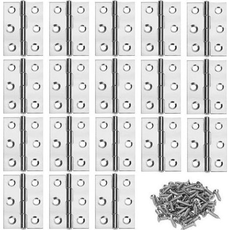 18 Pièces Charnières en Acier Inoxydable Charnière de Porte Meuble Charnière Connecteurs avec Vis pour La Maison Meubles Matériel Armoire Garde Porte Tiroir 44 32mm (1/4)