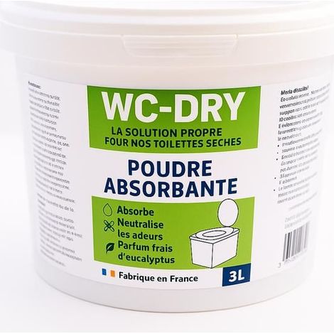 Poudre absorbante toilettes sèches 3L – Désodorisant naturel eucalyptus, fabriquée en France
