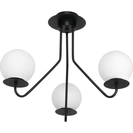 Hängeleuchte, schwarz, Glasschirm, weiß, 115-252 Lupia