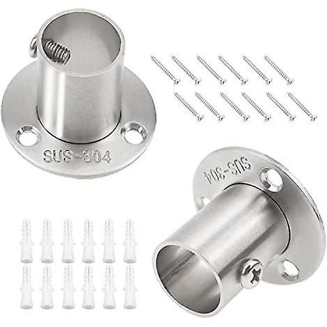 Lot de 4 supports de tringle à vêtements pour tube de 22 mm, en acier inoxydable argenté, pour douche. (1/4)
