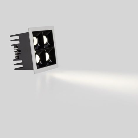 Downlight LED Cuadrado Empotrable 8W - Blanco - 4 Focos -