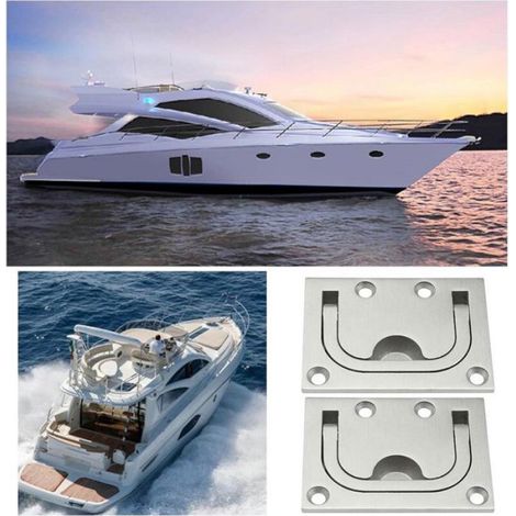 2 Pcs Poignée de Trappe pour Bateaux en Acier Inoxydable Poignée Casier de Trappe Affleurantes avec Vis pour Meuble Yacht Boat (1/4)