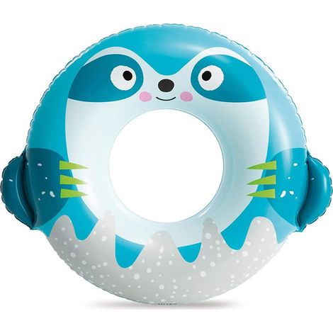 Salvagente gonfiabile rotondo con diametro 76 cm - Ciambella gonfiabile per piscina - Modello Animale Azzurro (1/4)