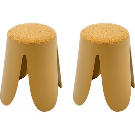sweeek - 2er Set stapelbare Hocker, strukturierter Bouclébezug