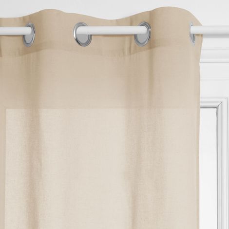 Atmosphera – Voilage Ana 100% polyester beige 140 x 240 cm – 8 œillets métalliques pour installation rapide – Pour salons et chambres (1/8)