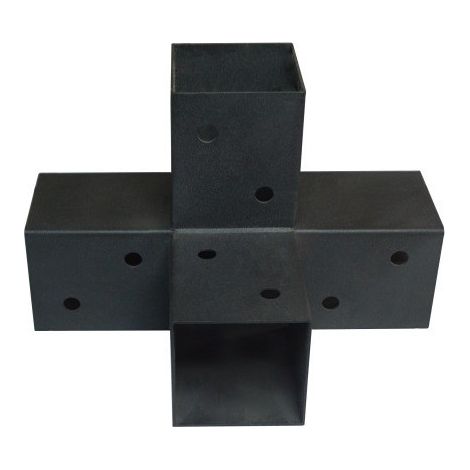 Connecteur / Platine d'assemblage EXPRESS 4 Directions Acier zingué noir 92X185X275