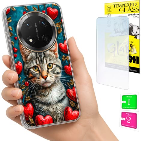 Schutzhülle für Honor Magic7 Lite: Fotohülle mit Katzenmotiv auf der Rückseite + Glas (1/5)