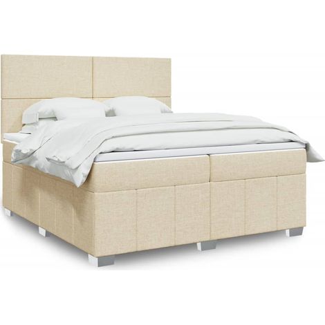 Boxspringbett mit Matratze Creme 200x200 cm Stoff