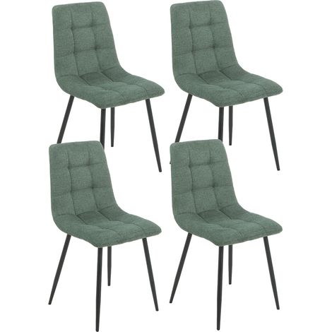 ERNEST - Lot de 4 Chaises Tissu Vert Pieds Métal Gris Anthracite (1/4)