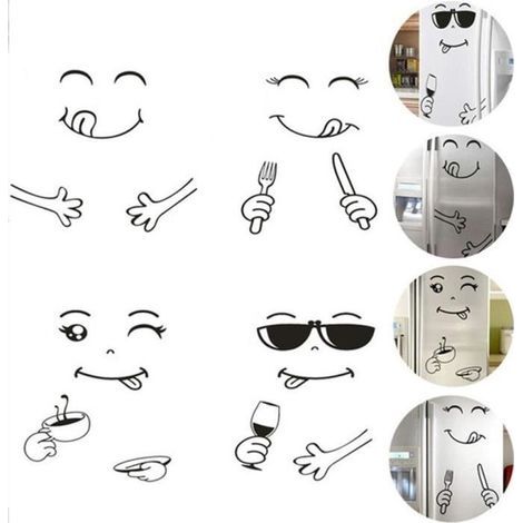 Wall Stickers - Smile - 4 Pieces - PVC - Bright Colors - Cute and Playful